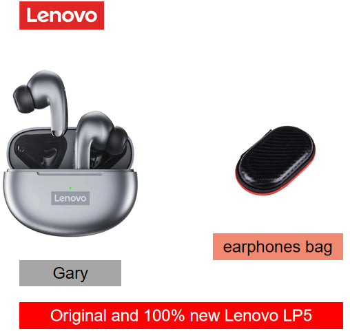 Lenovo LP5 Waterproof PlayStation Headsets Reduce Noise HiFi Music Earbuds Wireless Headphones Bluetooth Earphones Charging Box