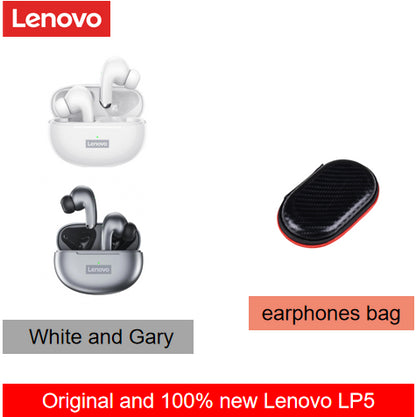 Lenovo LP5 Waterproof PlayStation Headsets Reduce Noise HiFi Music Earbuds Wireless Headphones Bluetooth Earphones Charging Box