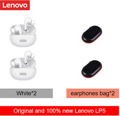 Lenovo LP5 Waterproof PlayStation Headsets Reduce Noise HiFi Music Earbuds Wireless Headphones Bluetooth Earphones Charging Box