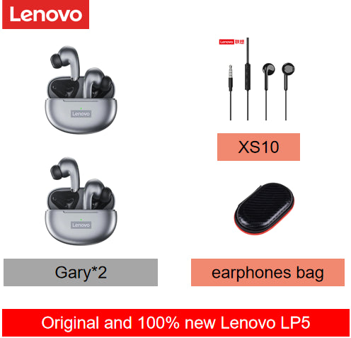 Lenovo LP5 Waterproof PlayStation Headsets Reduce Noise HiFi Music Earbuds Wireless Headphones Bluetooth Earphones Charging Box