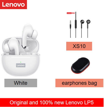 Lenovo LP5 Waterproof PlayStation Headsets Reduce Noise HiFi Music Earbuds Wireless Headphones Bluetooth Earphones Charging Box