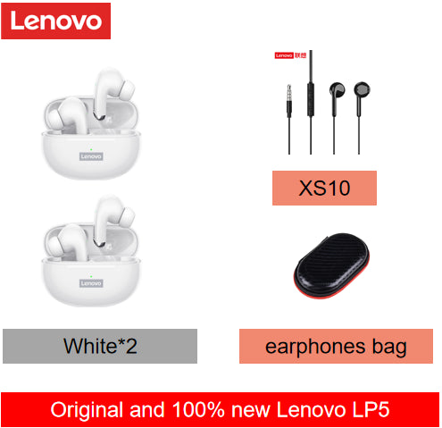 Lenovo LP5 Waterproof PlayStation Headsets Reduce Noise HiFi Music Earbuds Wireless Headphones Bluetooth Earphones Charging Box