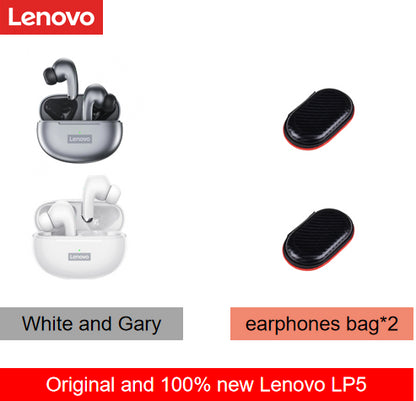 Lenovo LP5 Waterproof PlayStation Headsets Reduce Noise HiFi Music Earbuds Wireless Headphones Bluetooth Earphones Charging Box