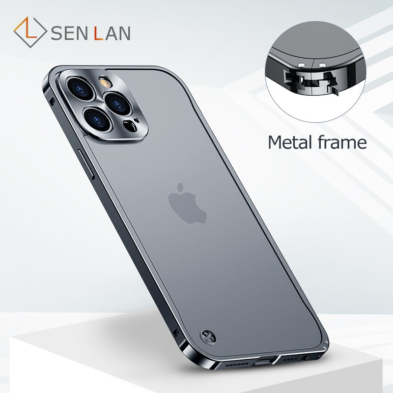 Luxury Metal Frame Lens Protection For iPhone 12 13 mini Pro Max Aluminum Phone Case For iPhone 11 Matte Translucent Back Cover