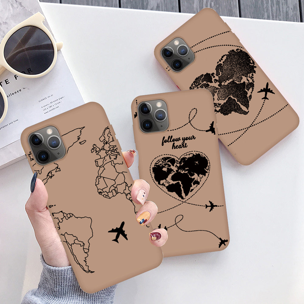 Luxury Popular Planes Map Designs Phone Case For iPhone 12 11 Pro Max 6 6s 7 8 Plus X XR XS SE2020 Soft TPU Back Cover Shell