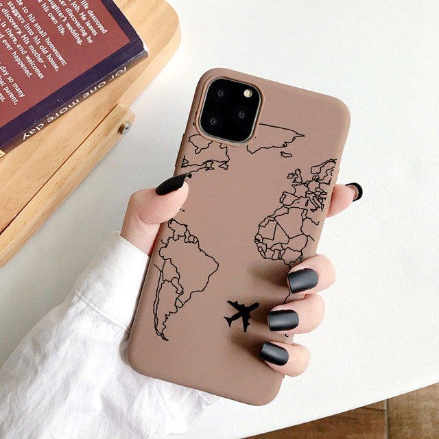 Luxury Popular Planes Map Designs Phone Case For iPhone 12 11 Pro Max 6 6s 7 8 Plus X XR XS SE2020 Soft TPU Back Cover Shell