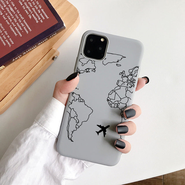 Luxury Popular Planes Map Designs Phone Case For iPhone 12 11 Pro Max 6 6s 7 8 Plus X XR XS SE2020 Soft TPU Back Cover Shell