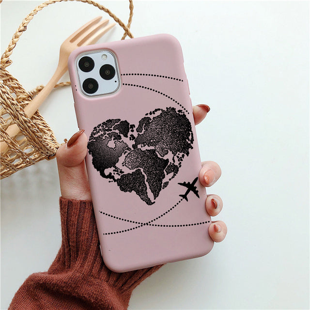 Luxury Popular Planes Map Designs Phone Case For iPhone 12 11 Pro Max 6 6s 7 8 Plus X XR XS SE2020 Soft TPU Back Cover Shell