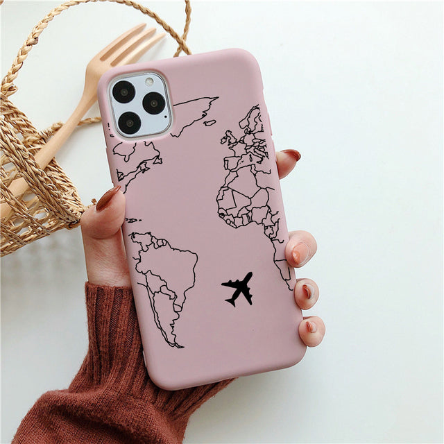 Luxury Popular Planes Map Designs Phone Case For iPhone 12 11 Pro Max 6 6s 7 8 Plus X XR XS SE2020 Soft TPU Back Cover Shell