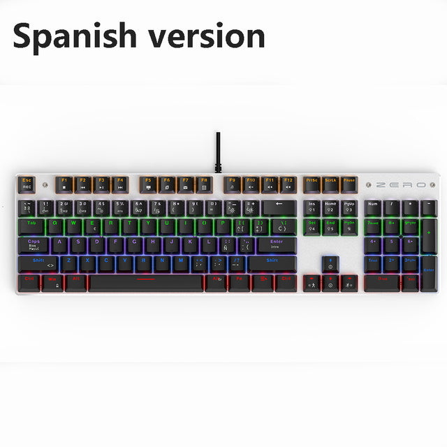 METOO 87/104keys Wired Gaming Mechanical Keyboard Russian/Spanish LED Backlight For Gamer Laptop Computer