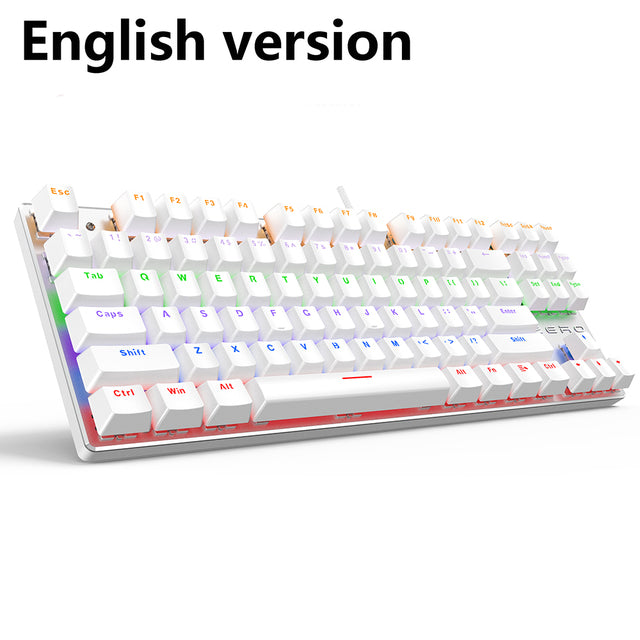 METOO 87/104keys Wired Gaming Mechanical Keyboard Russian/Spanish LED Backlight For Gamer Laptop Computer