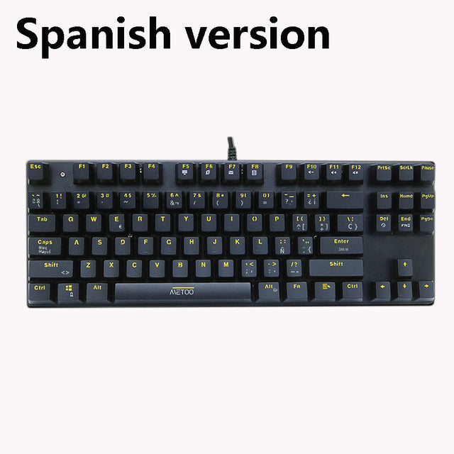 METOO 87/104keys Wired Gaming Mechanical Keyboard Russian/Spanish LED Backlight For Gamer Laptop Computer