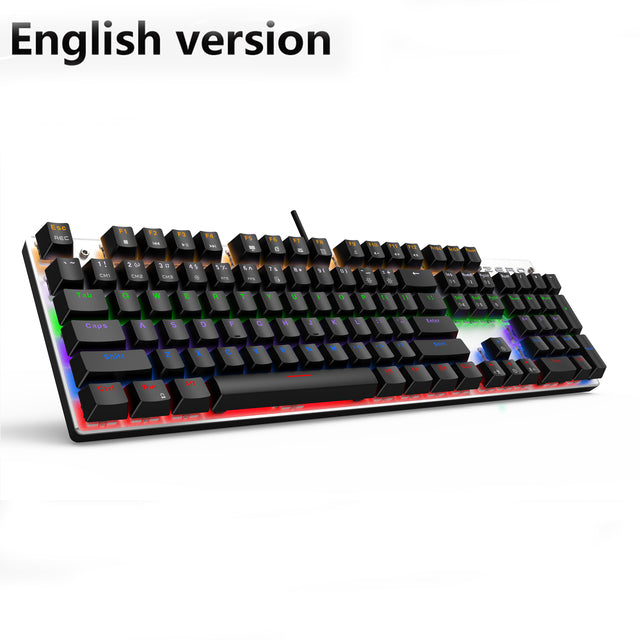 METOO 87/104keys Wired Gaming Mechanical Keyboard Russian/Spanish LED Backlight For Gamer Laptop Computer