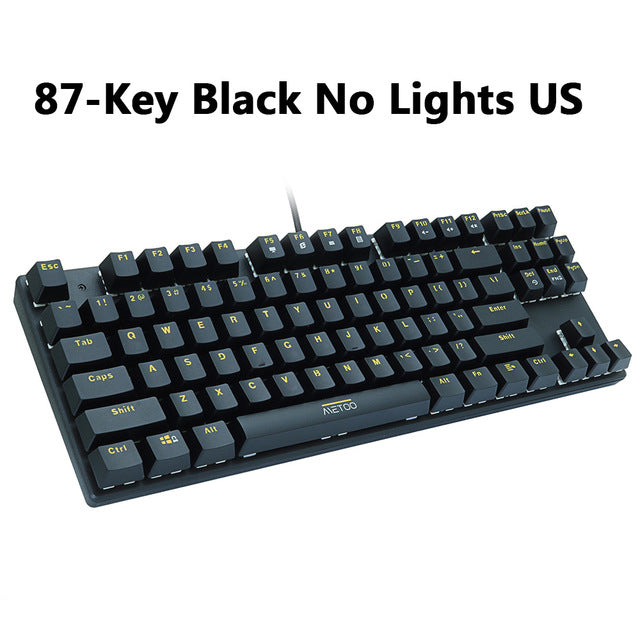 METOO 87/104keys Wired Gaming Mechanical Keyboard Russian/Spanish LED Backlight For Gamer Laptop Computer