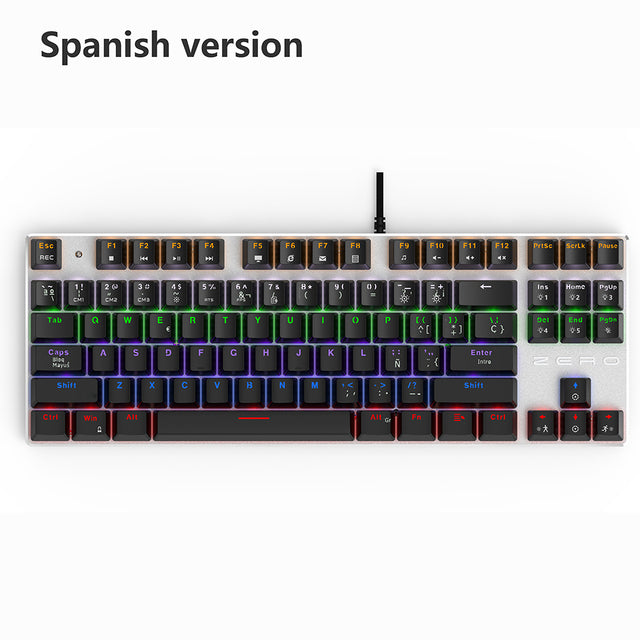 METOO 87/104keys Wired Gaming Mechanical Keyboard Russian/Spanish LED Backlight For Gamer Laptop Computer