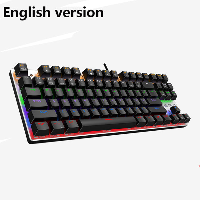 METOO 87/104keys Wired Gaming Mechanical Keyboard Russian/Spanish LED Backlight For Gamer Laptop Computer