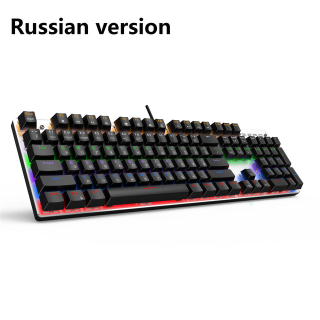 METOO 87/104keys Wired Gaming Mechanical Keyboard Russian/Spanish LED Backlight For Gamer Laptop Computer