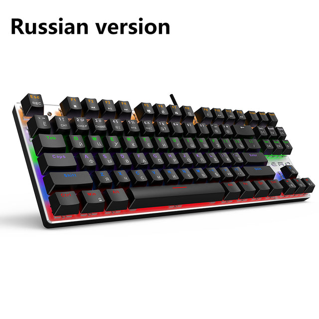 METOO 87/104keys Wired Gaming Mechanical Keyboard Russian/Spanish LED Backlight For Gamer Laptop Computer