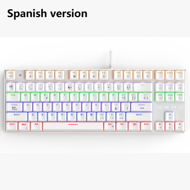 METOO 87/104keys Wired Gaming Mechanical Keyboard Russian/Spanish LED Backlight For Gamer Laptop Computer