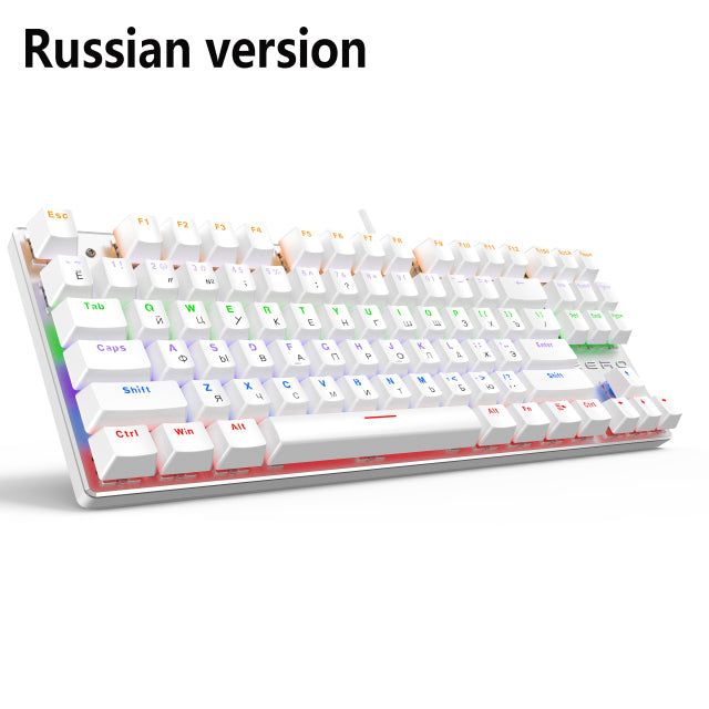 METOO 87/104keys Wired Gaming Mechanical Keyboard Russian/Spanish LED Backlight For Gamer Laptop Computer