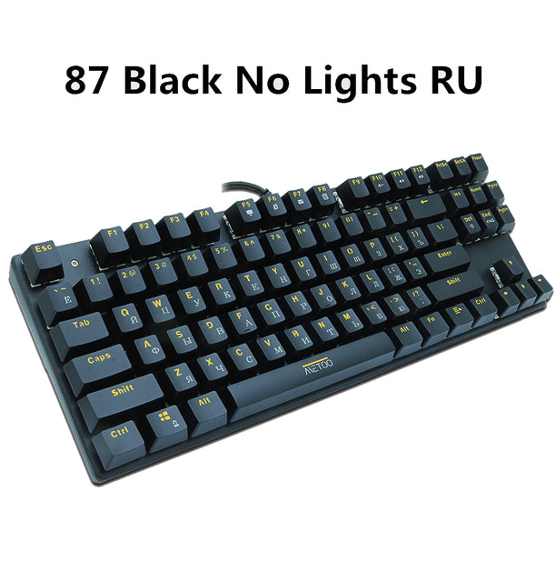 METOO 87/104keys Wired Gaming Mechanical Keyboard Russian/Spanish LED Backlight For Gamer Laptop Computer