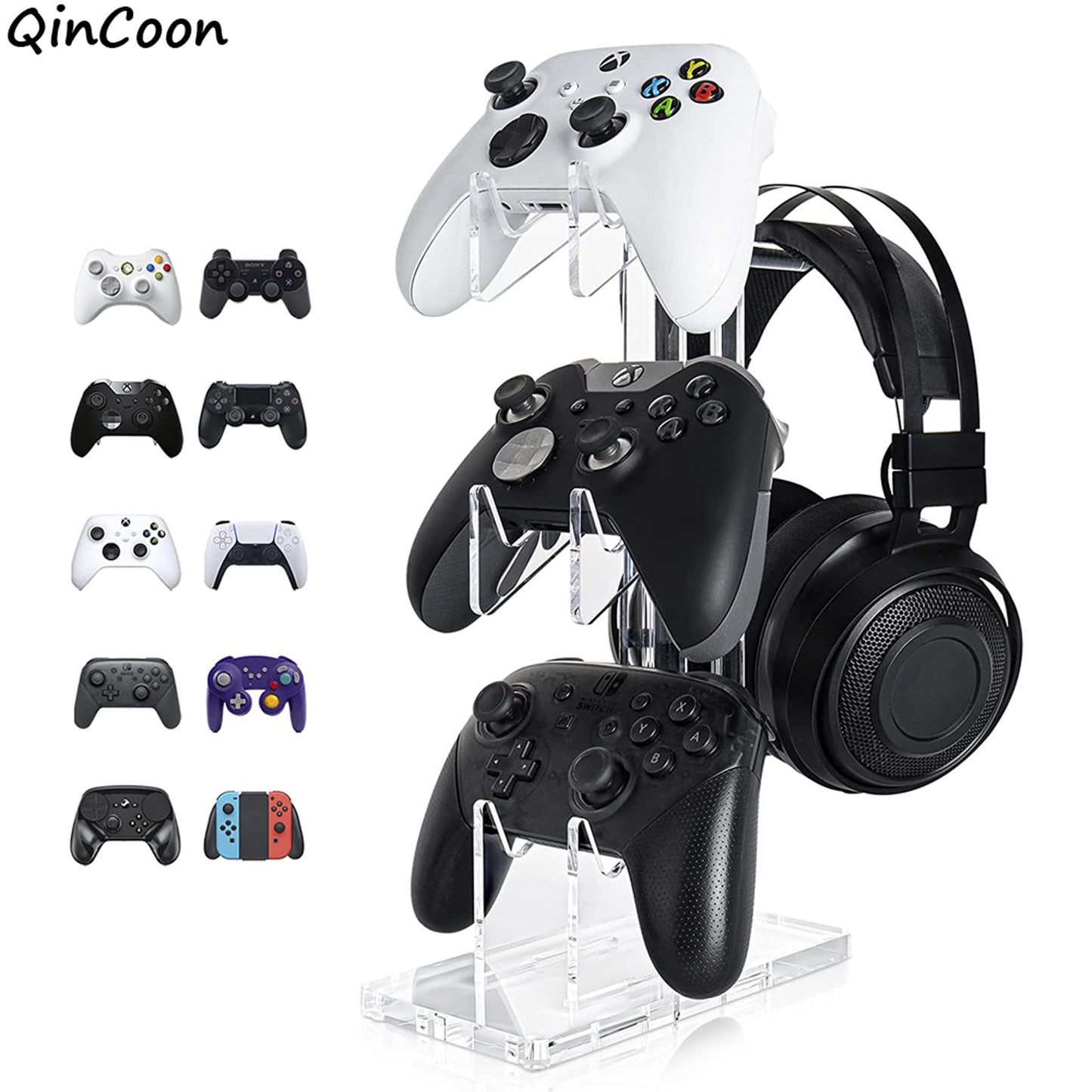 Multi Controller Stand and Headphone Stand for PS5 PS4 Xbox One, Universal Desk Controller/Headset Holder Gaming Accessories