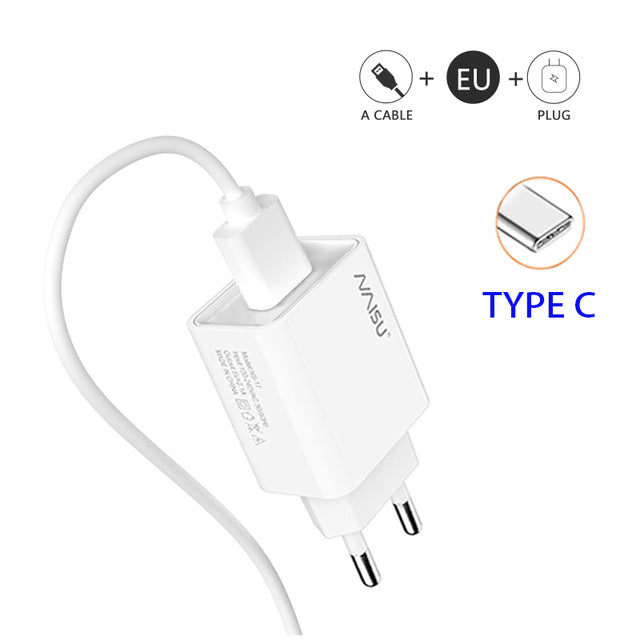 NAISU 10.5W Charger Adapter EU US Plug USB Charger Mobile Phone Wall Charger For Iphone Huawei Samsung Xiaomi Realme x7 max 2021