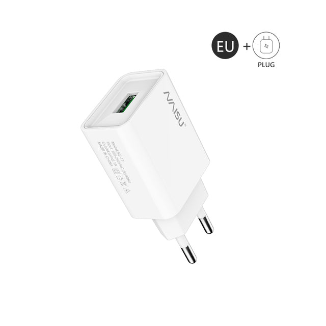 NAISU 10.5W Charger Adapter EU US Plug USB Charger Mobile Phone Wall Charger For Iphone Huawei Samsung Xiaomi Realme x7 max 2021