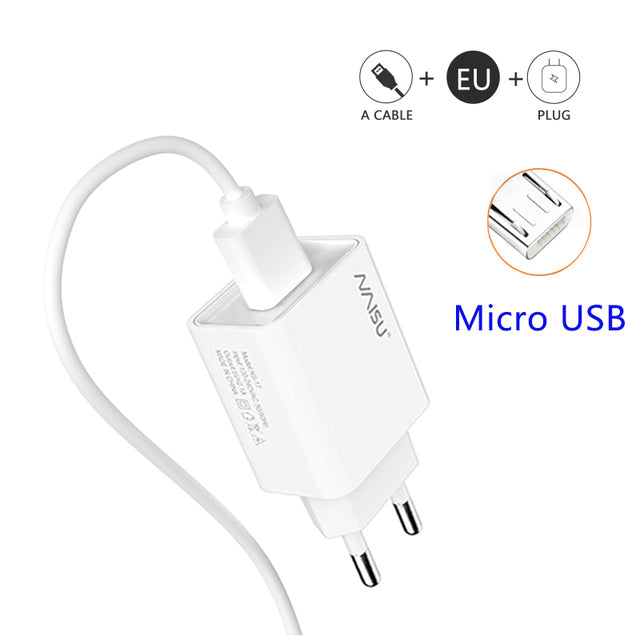 NAISU 10.5W Charger Adapter EU US Plug USB Charger Mobile Phone Wall Charger For Iphone Huawei Samsung Xiaomi Realme x7 max 2021