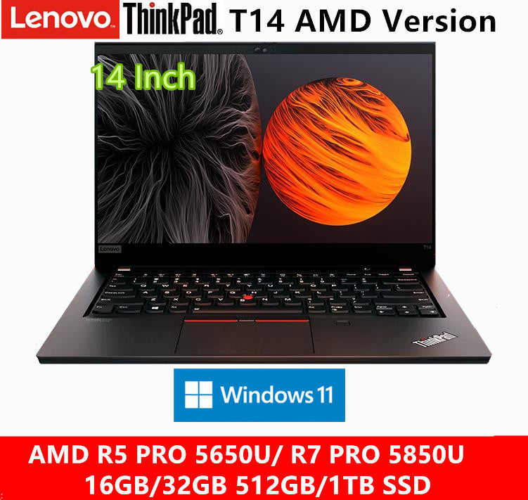 NEW Lenovo ThinkPad T14 Gen 2 Laptop AMD R5 PRO 5650U/R7 PRO 5850U 16GB 512GB SSD Engineer Series 14 Inch FHD LED Backlit Screen