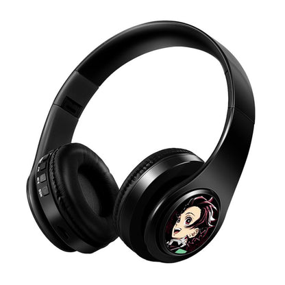 New Japan Anime Headphone Demon Slayer Kimetsu Kamado Tanjirou Cosplay Bluetooth Headset V5.0 Earphone with Mic Support TF Card