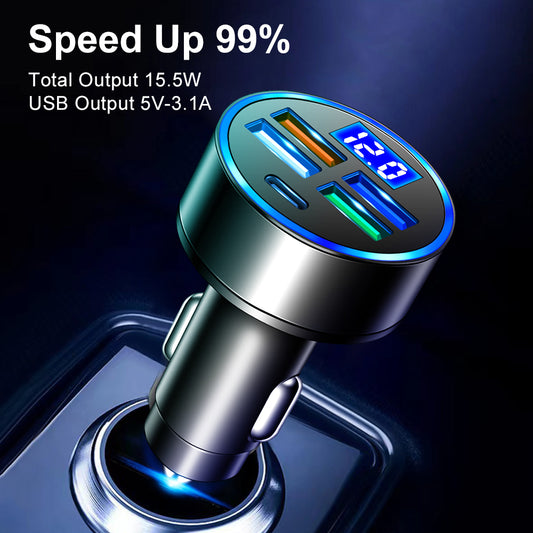 OLAF Car Charger 4 Ports USB Charger PD Chargers For iPhone 13 12 11 Xiaomi Samsung Mobiles Phone USB Car Fast Charging Adapter