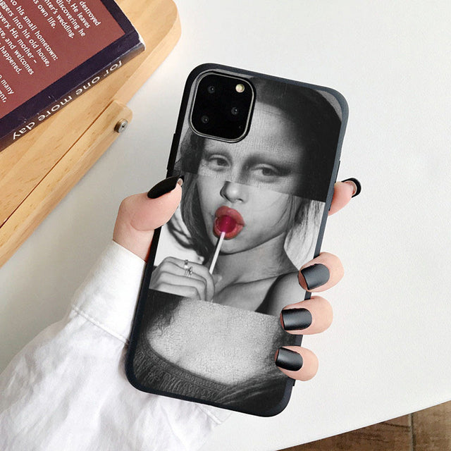 Phone Case For iPhone 11 7 8 Plus X SE 2020 11Pro Max Cover Art Cartoon Lover Statue Soft TPU Cases For iPhone 12 8 XR XS Capa