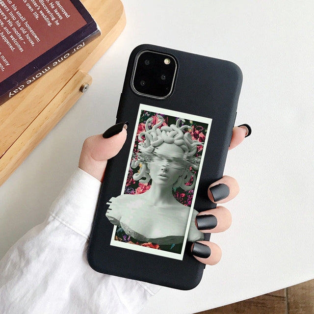 Phone Case For iPhone 11 7 8 Plus X SE 2020 11Pro Max Cover Art Cartoon Lover Statue Soft TPU Cases For iPhone 12 8 XR XS Capa