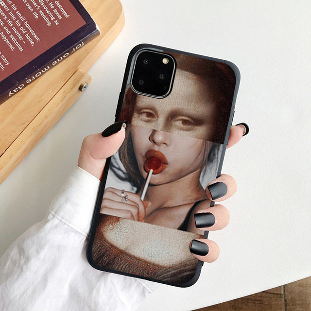 Phone Case For iPhone 11 7 8 Plus X SE 2020 11Pro Max Cover Art Cartoon Lover Statue Soft TPU Cases For iPhone 12 8 XR XS Capa