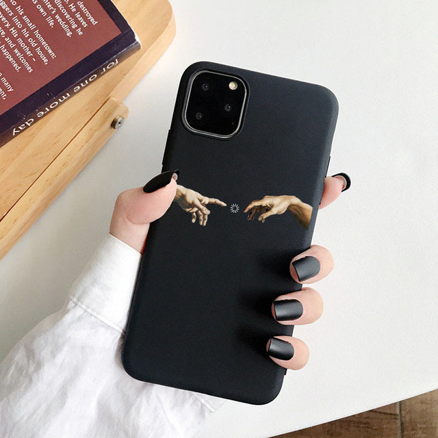 Phone Case For iPhone 11 7 8 Plus X SE 2020 11Pro Max Cover Art Cartoon Lover Statue Soft TPU Cases For iPhone 12 8 XR XS Capa