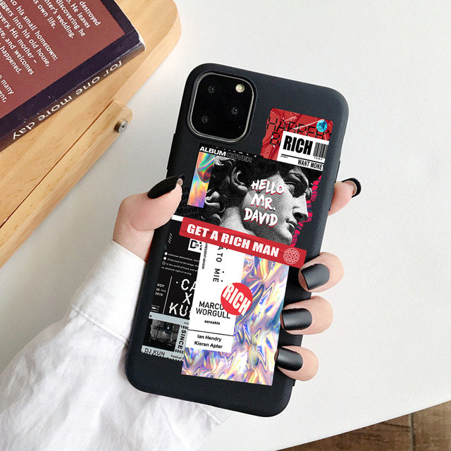 Phone Case For iPhone 11 7 8 Plus X SE 2020 11Pro Max Cover Art Cartoon Lover Statue Soft TPU Cases For iPhone 12 8 XR XS Capa