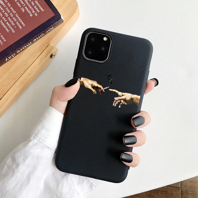 Phone Case For iPhone 11 7 8 Plus X SE 2020 11Pro Max Cover Art Cartoon Lover Statue Soft TPU Cases For iPhone 12 8 XR XS Capa