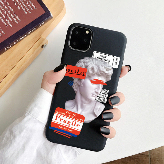 Phone Case For iPhone 11 7 8 Plus X SE 2020 11Pro Max Cover Art Cartoon Lover Statue Soft TPU Cases For iPhone 12 8 XR XS Capa