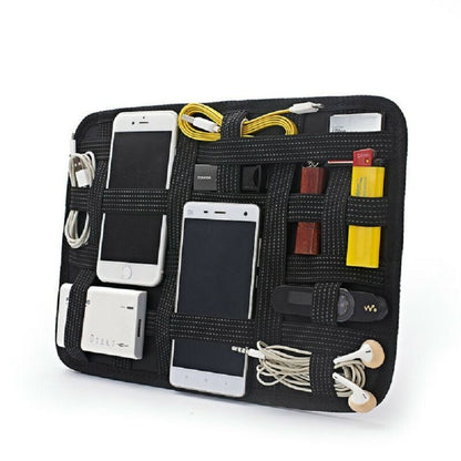 Potable Elastic Integrated Black Electronic Accessories Cables Organizer USB Storage Case Digital Bag Earphone Home Organization