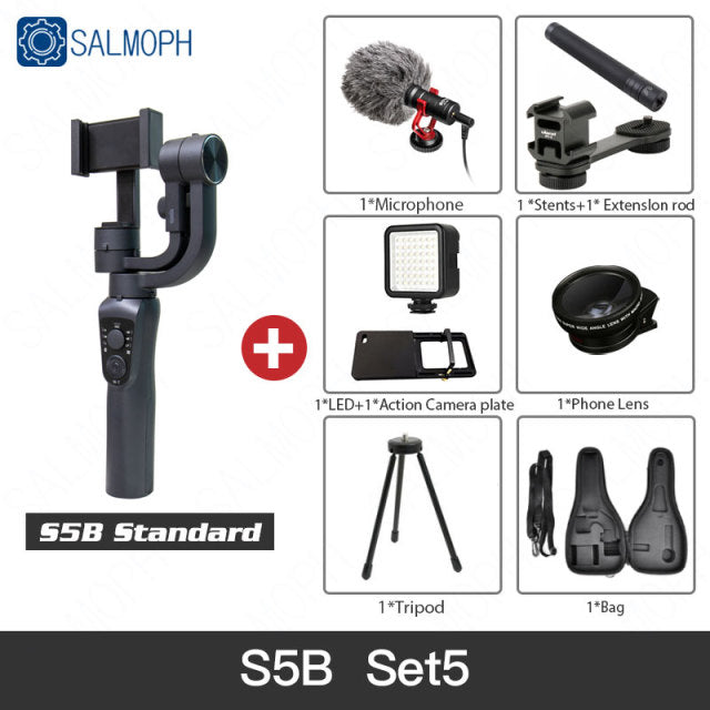 S5B / F6 3 Axis Gimbal Handheld Stabilizer Cellphone Action Camera Holder Anti Shake Video Record Smartphone Gimbal For Phone