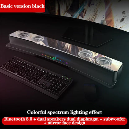 SOAIY SH39 Wireless Bluetooth RGB Gaming Speaker Stereo Subwoofer USB AUX TF PC Computer Sound Bar Game Soundbar