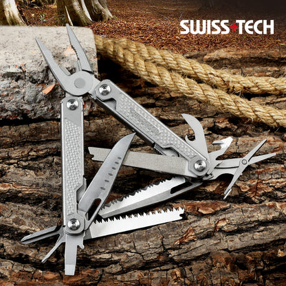 SWISS TECH 17 in 1 Multi Plier Stainless Steel Folding Wire Stripper Multitool Pocket Outdoor Camping Survival Tool