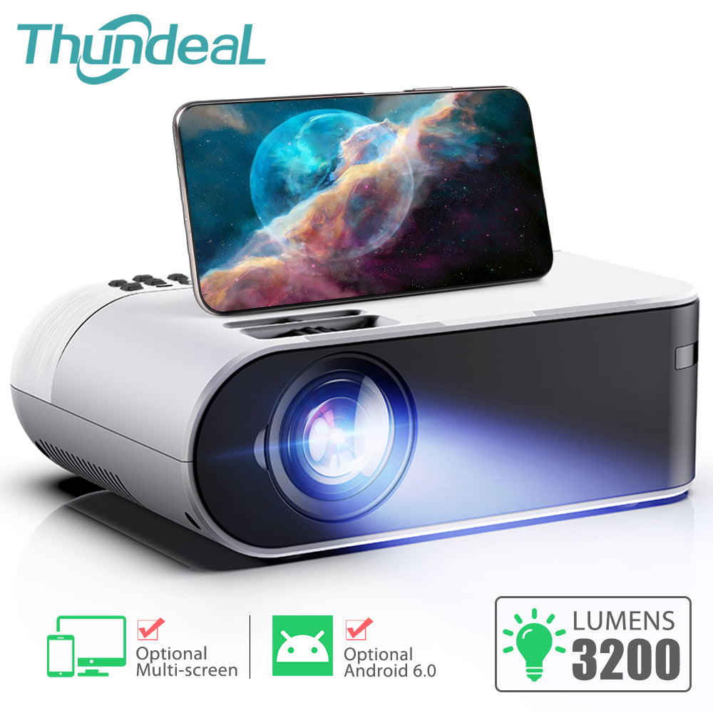 ThundeaL TD60 Mini Projector Portable WiFi Android 6.0 Home Cinema for 1080P Video Proyector 3200 Lumens Phone Smart 3D Beamer