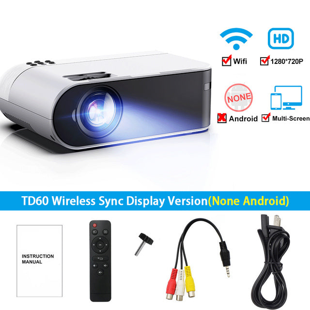 ThundeaL TD60 Mini Projector Portable WiFi Android 6.0 Home Cinema for 1080P Video Proyector 3200 Lumens Phone Smart 3D Beamer