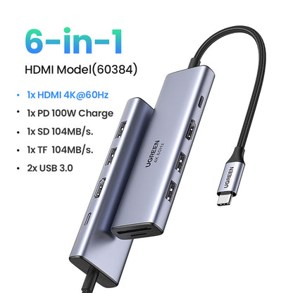 UGREEN USB HUB C HUB HDMI Adapter 4K USB C to USB 3.0 100W Dock for MacBook Pro Accessories USB-C Type C 3.1 Splitter USB C HUB