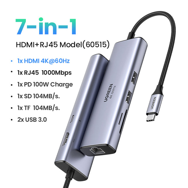 UGREEN USB HUB C HUB HDMI Adapter 4K USB C to USB 3.0 100W Dock for MacBook Pro Accessories USB-C Type C 3.1 Splitter USB C HUB