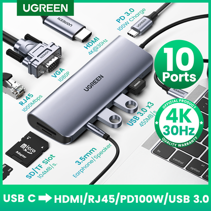 UGREEN USB HUB C HUB HDMI Adapter 4K USB C to USB 3.0 100W Dock for MacBook Pro Accessories USB-C Type C 3.1 Splitter USB C HUB