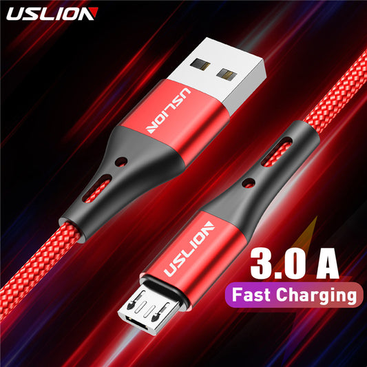 USLION 3A Micro USB Cable Fast Charge USB Data Cable Cord for Samsung S6 Xiaomi Redmi Note 4 Android Microusb Cable Mobile Phone