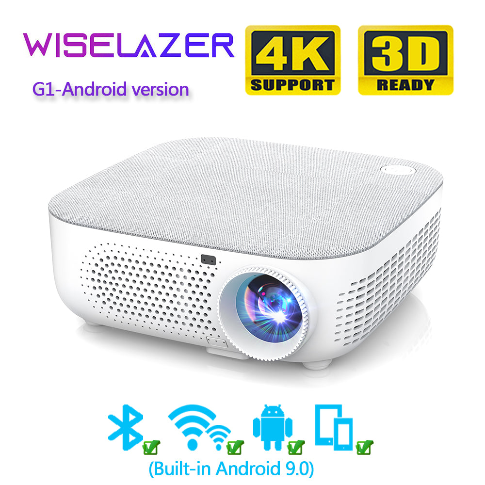 WISELAZER G1 Full HD 1080P Projector LED Cinema Android 10.0 1920x1080P Projector Support 4k Vidoe Projector for Home Theater